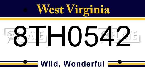 8TH0542 West Virginia License Plate