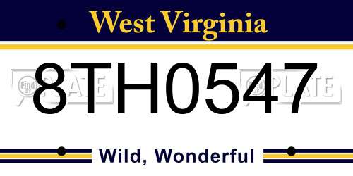 8TH0547 West Virginia License Plate