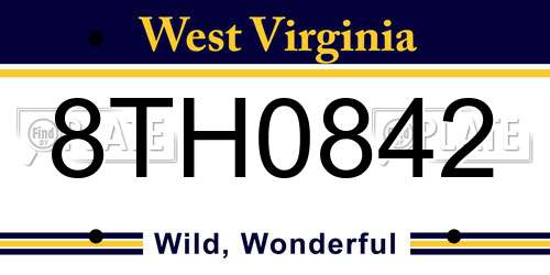 8TH0842 West Virginia License Plate