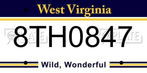 8TH0847 West Virginia License Plate