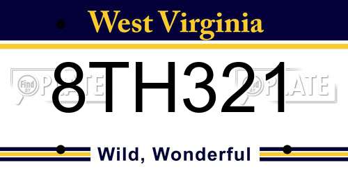 8TH321 West Virginia License Plate