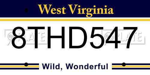 8THD547 West Virginia License Plate