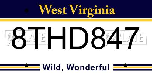 8THD847 West Virginia License Plate