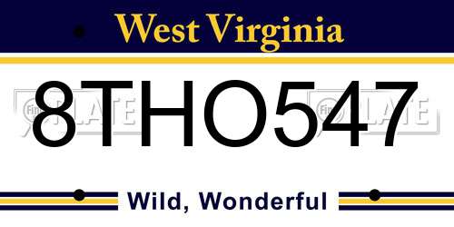 8THO547 West Virginia License Plate
