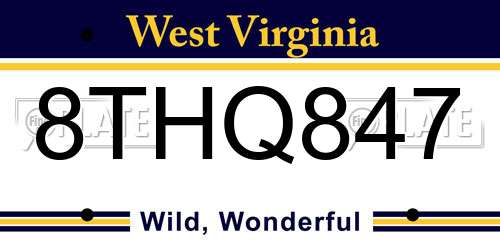 8THQ847 West Virginia License Plate