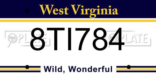 8TI784 West Virginia License Plate