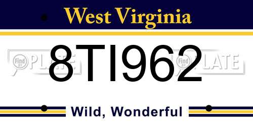 8TI962 West Virginia License Plate
