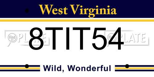 8TIT54 West Virginia License Plate