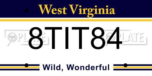 8TIT84 West Virginia License Plate