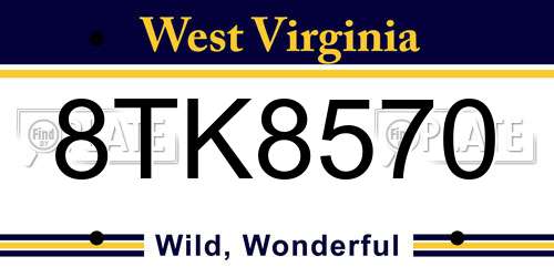 8TK8570 West Virginia License Plate