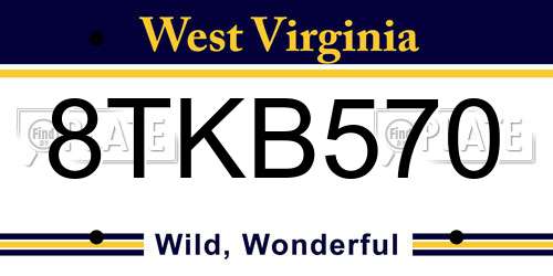 8TKB570 West Virginia License Plate