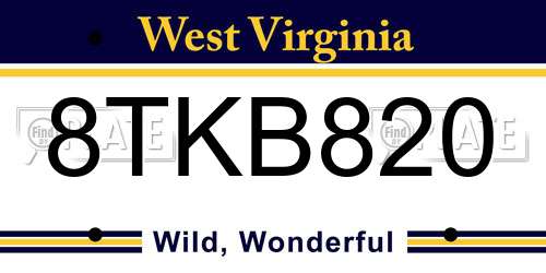 8TKB820 West Virginia License Plate