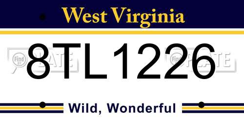 8TL1226 West Virginia License Plate