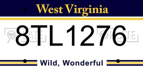 8TL1276 West Virginia License Plate