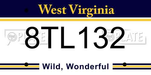 8TL132 West Virginia License Plate