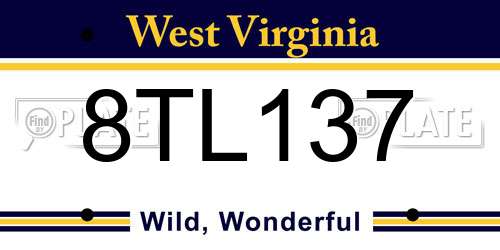 8TL137 West Virginia License Plate