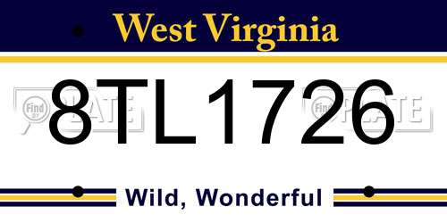 8TL1726 West Virginia License Plate