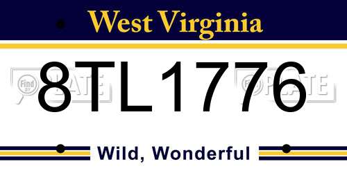8TL1776 West Virginia License Plate