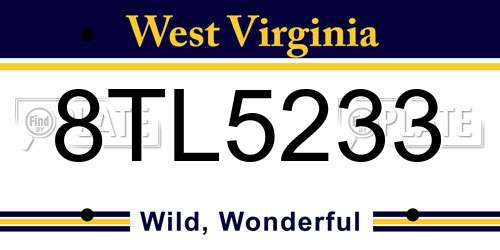 8TL5233 West Virginia License Plate