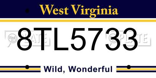 8TL5733 West Virginia License Plate