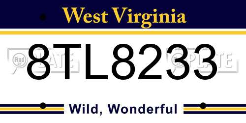 8TL8233 West Virginia License Plate