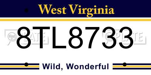 8TL8733 West Virginia License Plate