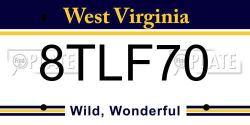8TLF70 West Virginia License Plate