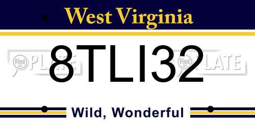 8TLI32 West Virginia License Plate