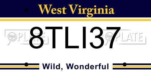8TLI37 West Virginia License Plate