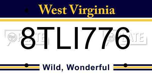 8TLI776 West Virginia License Plate