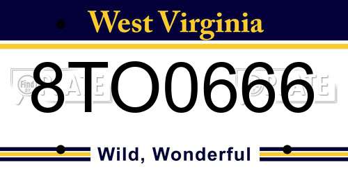 8TO0666 West Virginia License Plate