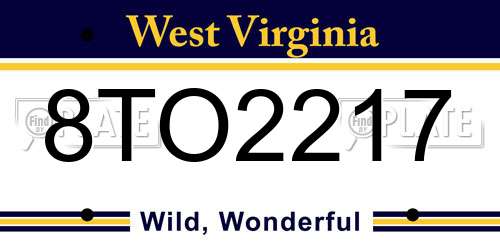 8TO2217 West Virginia License Plate