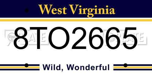 8TO2665 West Virginia License Plate