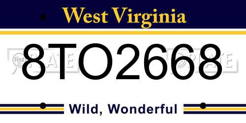 8TO2668 West Virginia License Plate