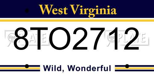 8TO2712 West Virginia License Plate