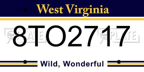 8TO2717 West Virginia License Plate
