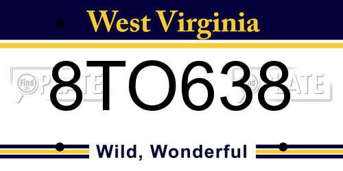 8TO638 West Virginia License Plate