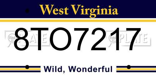 8TO7217 West Virginia License Plate