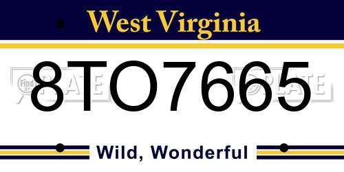 8TO7665 West Virginia License Plate