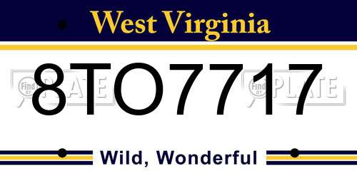 8TO7717 West Virginia License Plate