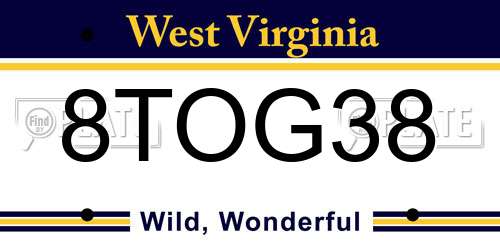 8TOG38 West Virginia License Plate