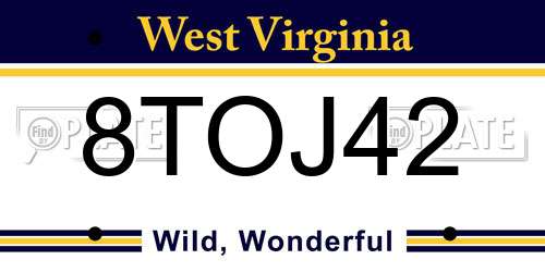 8TOJ42 West Virginia License Plate