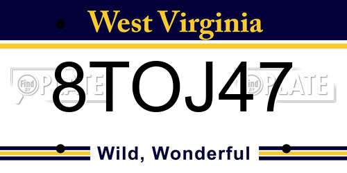 8TOJ47 West Virginia License Plate