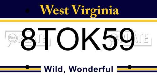 8TOK59 West Virginia License Plate