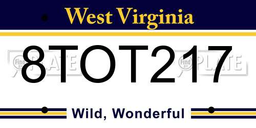 8TOT217 West Virginia License Plate