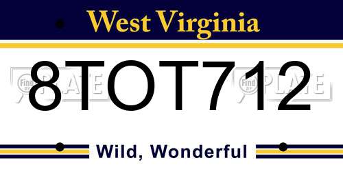 8TOT712 West Virginia License Plate