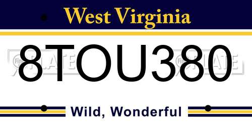 8TOU380 West Virginia License Plate