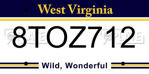 8TOZ712 West Virginia License Plate