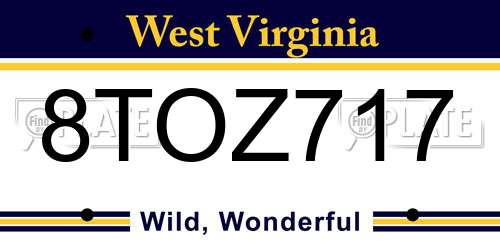 8TOZ717 West Virginia License Plate