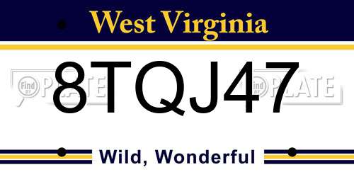 8TQJ47 West Virginia License Plate
